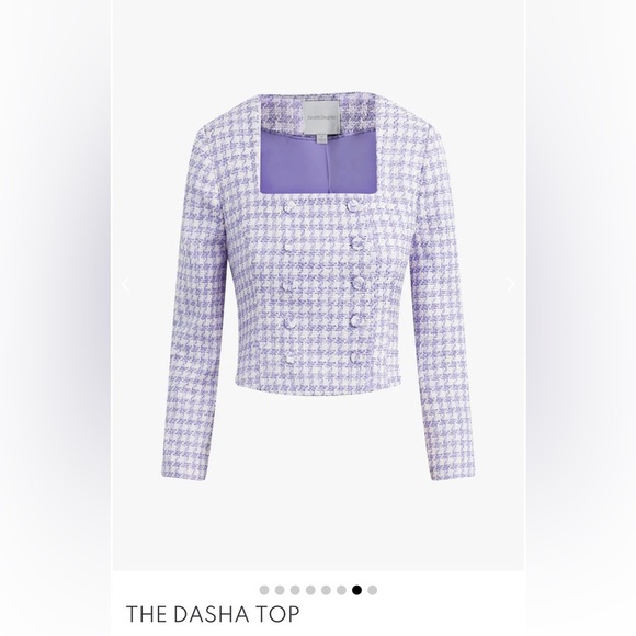 NWT Favorite Daughter Dasha Tweed Blazer Top Lilac Plaid Sz 6 - Picture 5 of 11